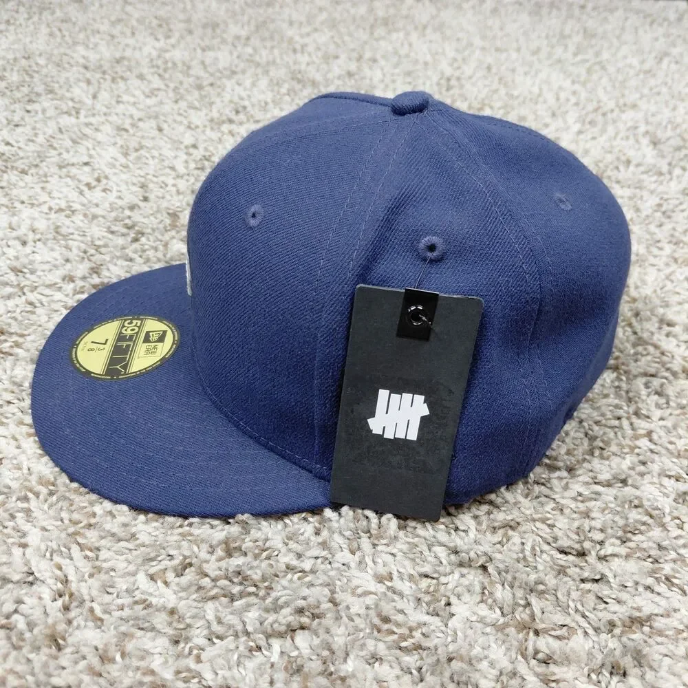 NEW Undefeated New Era 59Fifty Fitted Hat Cap Size 7 3/8 Navy 5 Strike Logo
